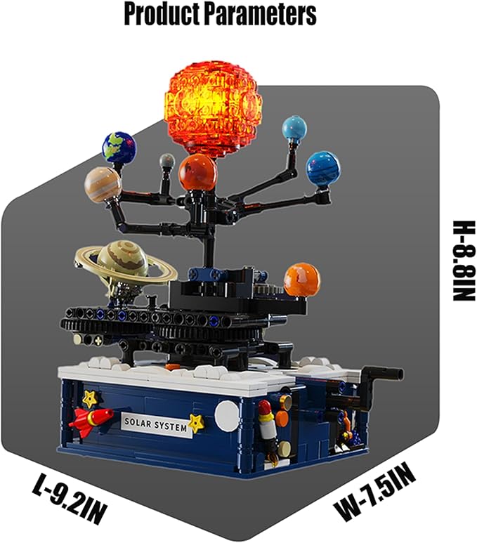 Solar System Building Toys, Rotatable Educational Toys for Science Experiments，Lighted Ornaments for The Night，Birthday Gift for Ages 8 up，Gifts for Christmas （775 Pieces）