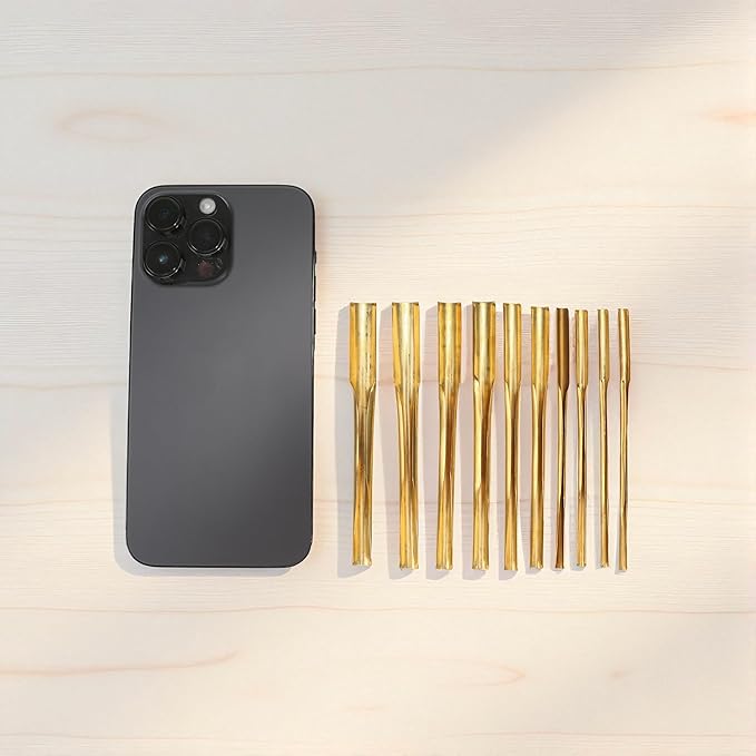 4.33''-4.48'' 10Pcs Pottery Hole Punch Tool - Clay Hole Cutters for Pottery – 5 Size Brass Round Double Head Cutter Kit – Ceramic Punching, Slotting Tools Set for Sculpting, Carving, Molding, Modeling