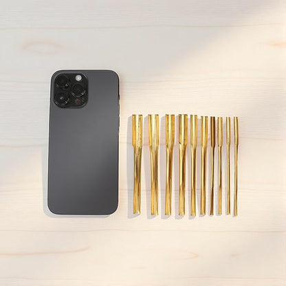 4.33''-4.48'' 10Pcs Pottery Hole Punch Tool - Clay Hole Cutters for Pottery – 5 Size Brass Round Double Head Cutter Kit – Ceramic Punching, Slotting Tools Set for Sculpting, Carving, Molding, Modeling