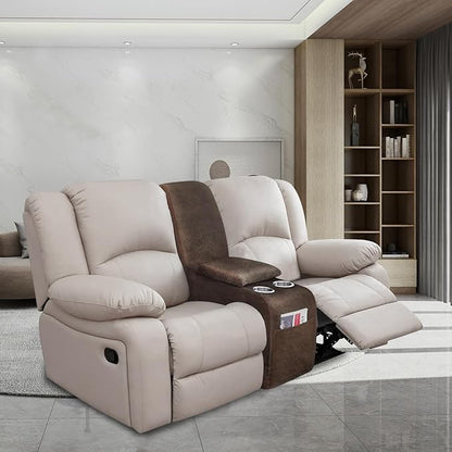 molasofa Leather Like Additional Recliner Console Cover for Reclining Loveseat Covers Stretch Jacquard Middle Console Cover for Recliner Couch and Sofa Dark Brown