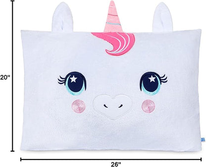 Saint Eve Kids Pillow Pals - Cute & Super Soft Animal Friends Decorative Fluffy Pillow Covers for Girls and Boys & Toddlers Beds, Playroom and Nap Time, Sensory Toys for Kids, Pinky the Unicorn