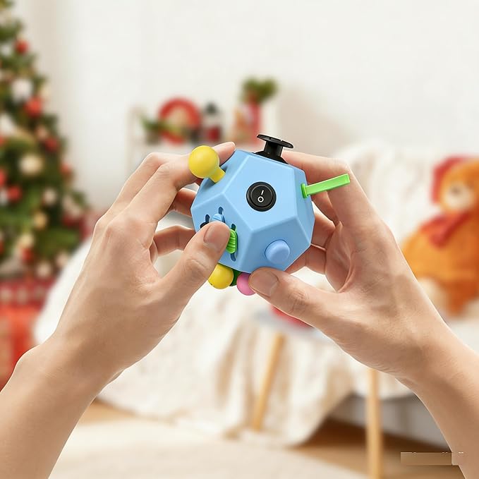 Fidget Dodecagon Cube-Easter Basket Stuffers 12 Sided Fidget Toy Cube for Kids and Adults 12 Sides Stress Relief Cube Fidgets Toys Travel Airplane Essentials for Boys Girls(B3 Blue Sky)