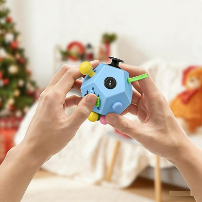 Fidget Dodecagon Cube-Easter Basket Stuffers 12 Sided Fidget Toy Cube for Kids and Adults 12 Sides Stress Relief Cube Fidgets Toys Travel Airplane Essentials for Boys Girls(B3 Blue Sky)