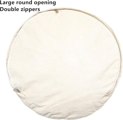 Round Pouf Ottoman Stuffed Pouf Ottoman Foot Rest Floor Foot Stool Floor Pouf for Living Room Bedroom Foot Rest for Couch 20 Inx12 Inch One Piece High Resiliency Foam Ottoman White Pouf with Filler