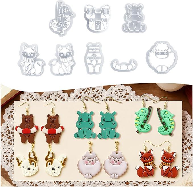 Easter Gifts for Mother Friendship Sister Animal Lovers - Animal Polymer Clay Cutter, Chameleon,Fox, Hippopotamus, Dog, Sheep, Bear Clay Cutter. Suitable for Making Neckl, Bracelets, Keychains