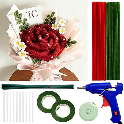 500 Pcs Pipe Cleaners for Crafts – 2 Colors Chenille Stems with Glue Guns & Tape Measure – Perfect for DIY Projects, Holiday & Room Decorations, Arts and Crafts Activities (Red, 12in x 8mm)