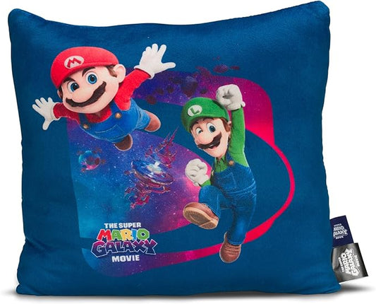 The Super Mario Galaxy Movie Kids Squishy Plush Throw Pillow, Soft Decorative Cushion for Bedroom Décor & Gifts, 13 Inch, Mario, Luigi & Princess Peach (100% Officially Licensed Product) By Franco