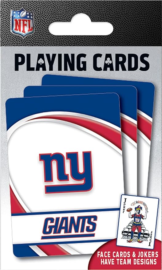 MasterPieces - NFL Playing Cards, Officially Licensed New York Giants Football Deck, Family Games for Adults and Kids, Standard Index