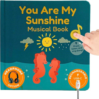 Cali's Books You are My Sunshine Music Book Toddlers 1-3 Years Old - Nursery Rhymes Musical Book, Headphone Jack, Interactive Baby Sound Book