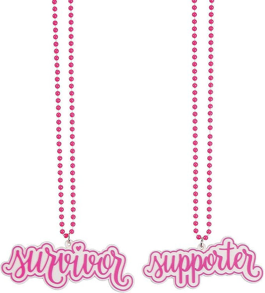 Cute Beaded Necklaces | Pink Ribbon Sayings Details