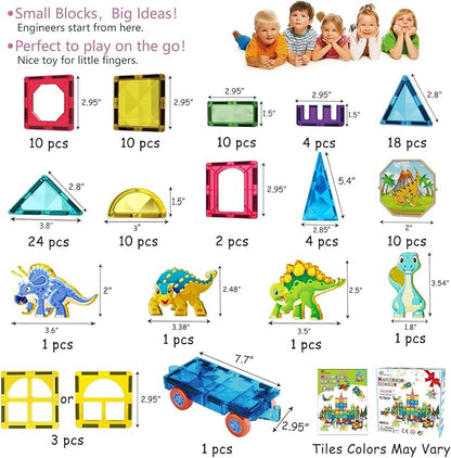 Jasonwell Magnetic Tiles Building Blocks Set for Boys Girls Preschool Educational Magnet Construction Kit Stacking STEM Toys Christmas Birthday Gifts for Kids Toddlers 3 4 5 6 7 8 9 10 + Year Old