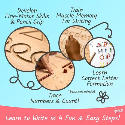 Learn to Write - Number & Letter Tracing Boards for Kids Ages 3-5 - Wooden Alphabet Learning Montessori 3 Year Old Toddler Writing Tools Beginners - Homeschool Preschool Classroom Must Haves