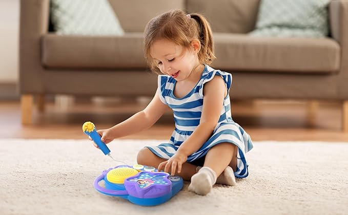 eKids Ms Rachel Karaoke Microphone with Boombox for Fans of Toddler Toys, Kids Karaoke Machine with Built in Music, Great Gifts for Kids