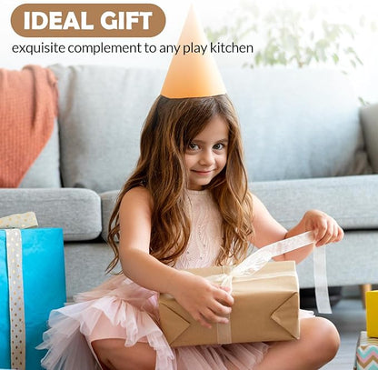 Silicone Tea Set Kids, Toddler Tea Sets for Little Girls 3-5, Pretend Party Play Toys Kitchen Accessories for Boys with Soft Teapot Cups Wooden Saucers