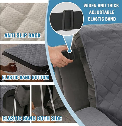 H.VERSAILTEX 100% Waterproof Recliner Sofa Cover Recliner Couch Cover for 3 seat Non Slip Reclining Couch Cover for Dog Washable Furniture Protector with Elastic Straps(Recliner Sofa, Rocket Gray)