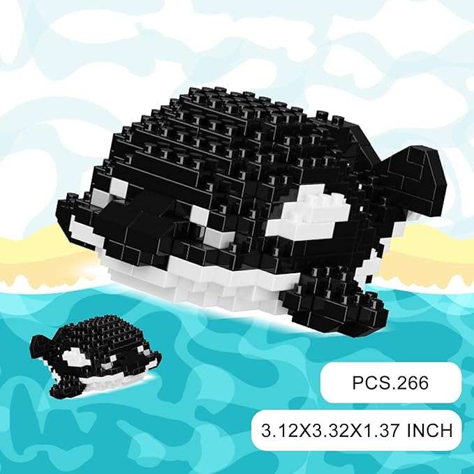 Marine Animals Building Blocks Sets Mini Building Blocks Ocean Animal Sea Creatures Building Blocks Set Mini Building Blocks Toys STEM Gifts for Kids Adult(Killer Whale)