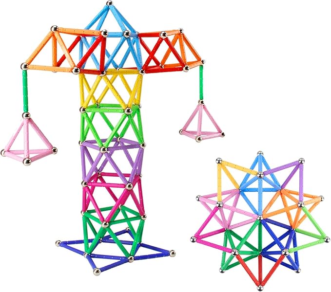 Veatree 150Pcs Magnetic Building Sticks Blocks Toys, Magnet Educational Toys STEM Toys for Kids and Adult, 3D Non-Toxic Building Toy with Storage Bag