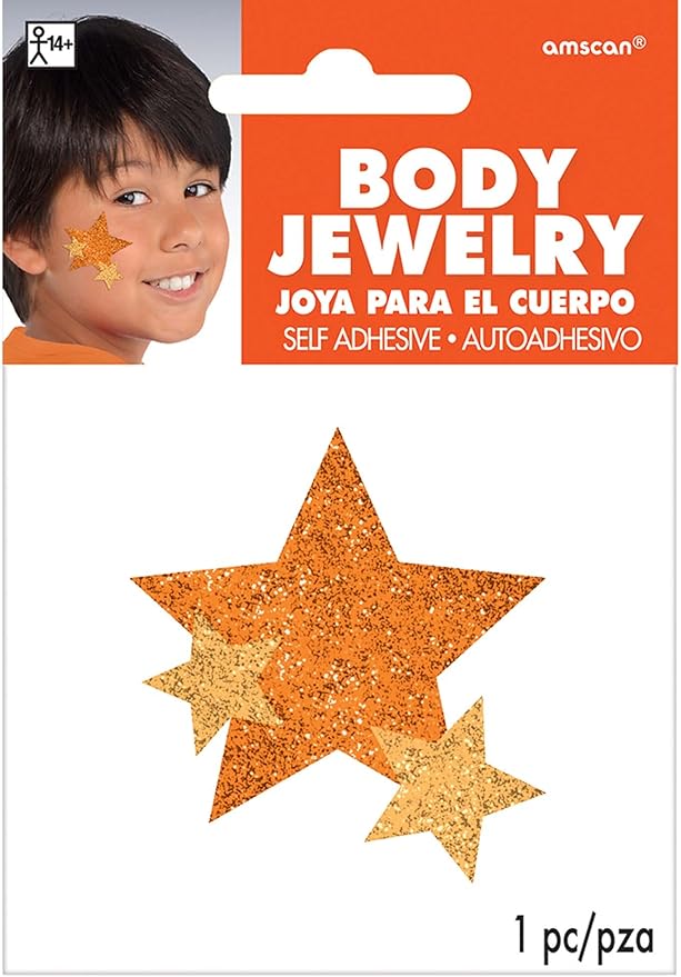 Orange Spirit Glitter Body Jewelry, Party Accessory