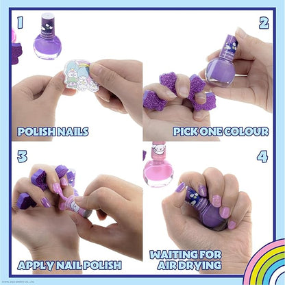 Hello Kitty & Friends - Townley Girl Train Case Makeup Set for Kids, Includes Lip Gloss, Eye Shimmer, Nail Polish, Brushes, and More! Perfect for Parties, Sleepovers, and Makeovers. Non-Toxic, Ages 3+