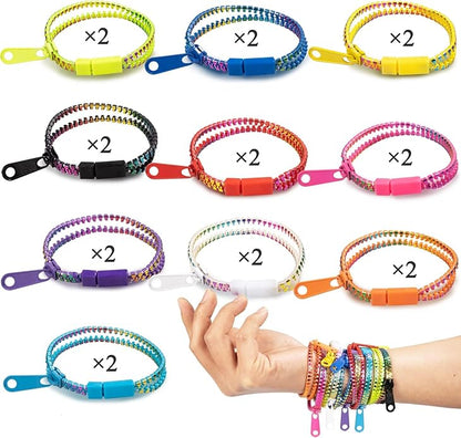 OuMuaMua Fidget Toys Zipper Bracelets for Kids 20 Pieces Rainbow Color Bulk Sensory Party Favor Friendship Bracelets for Boys Girls Kids Easter Basket Stuffers Christmas Gifts Fidget Bracelets