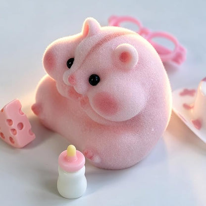 Handmade Taba Squishy Hamster Toy, Cute Squishy Hamster Fidget Toy, Realistic Hamster Toy, Soft Silicone Mochi Furry Toy, Stress Relief Gift for Adults & Kids, Sensory Anxiety Plushie (Pink)