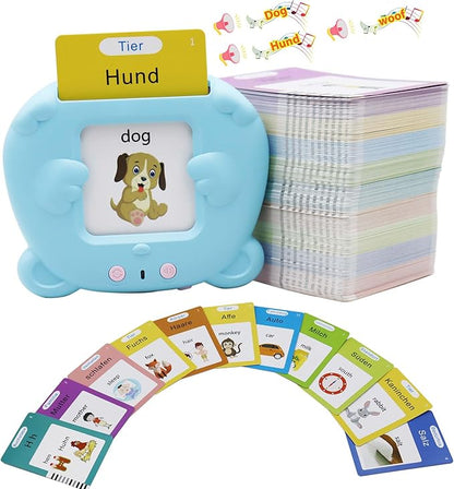 MAYAPHILOS German and English Bilingual Pocket Speech with 510 Sight Words, German Language Learning Toys for Kids, Audible Talking Flashcards, Toddlers' Sensory Preschool Educational Birthday Gifts