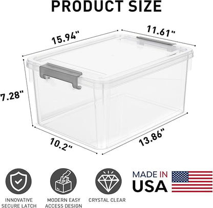 Citylife 17 QT Plastic Storage Bins with Lids Latching Stackable Storage Containers for Organizing Large Clear Storage Box for Garage, Craft, Toys, Closet, Home, 1 Packs