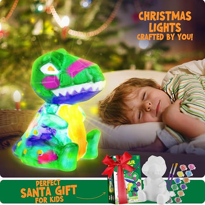 Paint Your Own Dinosaur Lamp Kit, Art Supplies Arts & Crafts Kit, Painting kit for Kids 6-12, Dinosaur Toys for Boys Girls and Kids, Toys Girls Boy Birthday Gift Ages 3 4 5 6 7 8 9 10 11 12+