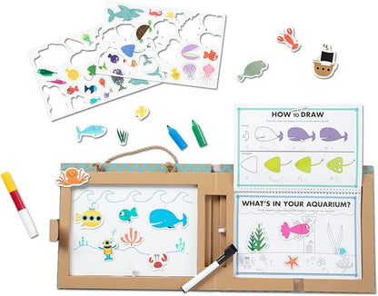 Melissa & Doug Natural Play: Play, Draw, Create Reusable Drawing & Magnet Kit – Ocean (42 Magnets, 5 Dry-Erase Markers) - FSC Certified