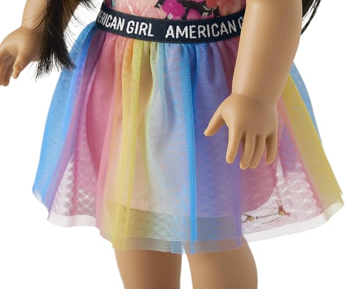 American Girl Truly Me 18-inch Doll Accessories Rainbow Skirt, Pink Headband, and Heart-Shaped Sunglasses, For Ages 6+