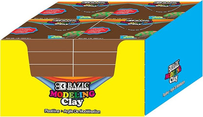 BAZIC Modeling Clay Brown Color 1 LB, Light Dough Art Craft, Non Toxic Gift for Artist Kids Toddler Boys Girls, Bulk for Classroom, 24-Pack