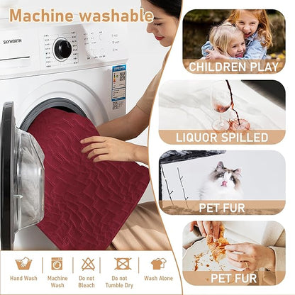 100% Waterproof Recliner Chair Covers for Reclining Chair, Small Recliner Covers That Stay in Place, Non-Slip Recliner Armchair Cover with Pockets for Kids, Pets, Dogs, Cat, Washable,Red,28IN