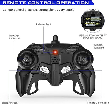 Remote Control Car, Toy for 3-8 Year Old Boys, 360° Rotating RC Deformation Robot Car Toy with LED Light, Transform Robot RC Car Age 3 4 5 6 7 8-12 Years Old for Kids, Boys Girls Birthday Gifts (Blue)