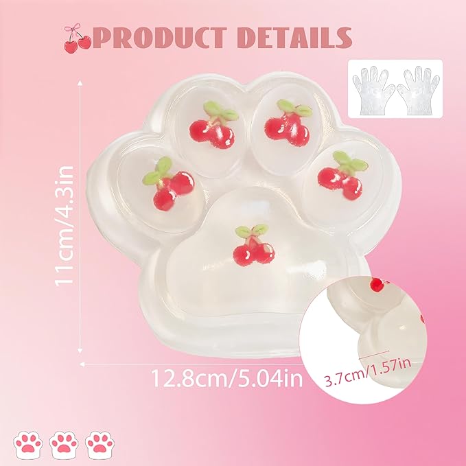 Large Cat Paw Taba Squishy Squeeze Toys 5-inch Cherry Cute Fufu Squishy Sensory Stress Relief Fidget Toys for Party Favors Sensory Anxiety Toys for Adults (Cherry)