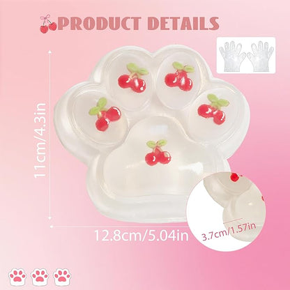 Large Cat Paw Taba Squishy Squeeze Toys 5-inch Cherry Cute Fufu Squishy Sensory Stress Relief Fidget Toys for Party Favors Sensory Anxiety Toys for Adults (Cherry)