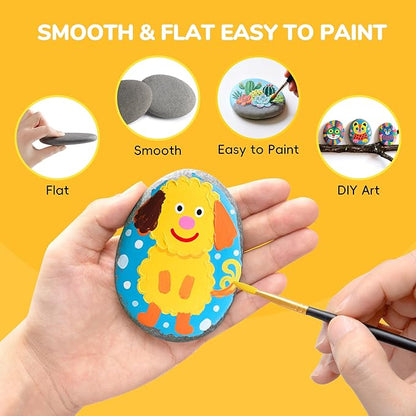 Simetufy 25Pcs Rocks for Painting, Large 3-4 Inch Natural River Stones for DIY, Art & Crafts, Smooth Paintable Flat Rocks Bulk for Adults, Children, Kindness Rocks Garden Decoration