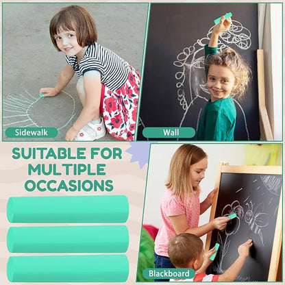 Fulmoon 40 Pcs Jumbo Sidewalk Chalk for Kids Outdoor Art Non Toxic Large Washable Street Chalk for Adults Drawing Painting Graffiti Classroom(Green,Round Style)