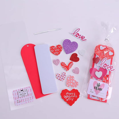 Craft Kit, DIY Bookmarks Valentine Art Deco Decorations, 36 Sets Self Adhesive Heart Stickers for Kids Party Favors Fun Classroom Home Activities