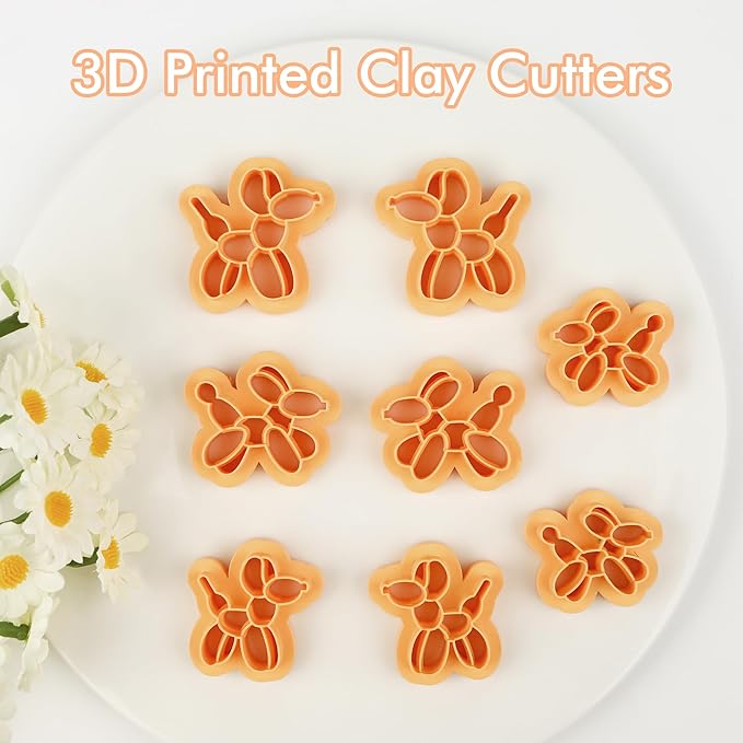 Puocaon Balloon Dog Clay Cutters - 8 Pcs Polymer Clay Cutters for Jewelry Making, Mirrored Balloon Dogs Animal Clay Earring Cutters, Cute Clay Cutters for Polymer Clay Earrings Making Balloon Dogs