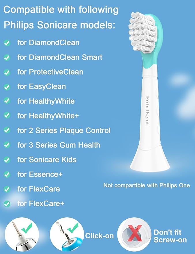 Kids Replacement Heads for Philips Sonicare: 3+ Years Old Children Soft Electric Toothbrush Compact Child Brush Head for Boys Girls, Pink & Blue 8 Pack