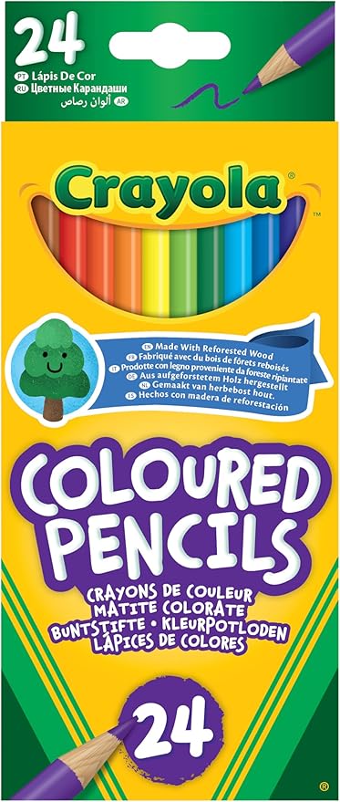 CRAYOLA Colouring Pencils - Assorted Colours (Pack of 24) | A Must-Have for All Kids Arts & Crafts Sets | Ideal for Kids Aged 3+