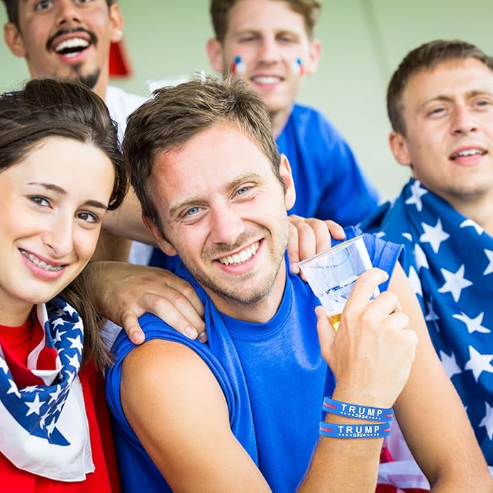 4pcs Trump Bracelets, Silicone Trump 2024 Bracelet Take America Back Bracelet Keep America Great Wristband Donald Trump Rubber Bracelets for Men Women Rally Supplies (Red, Blue)