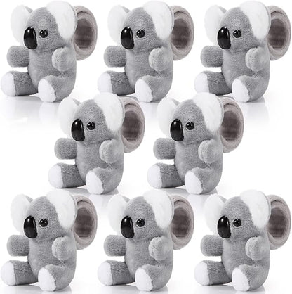 Lenwen 8 Pcs Stuffed Animal Slap Bracelets for Kids Plush Animals Slap Bracelets Bulk Cute Tiger Giraffe Turtle Koala Bracelets Wrist Animals for Girls Boys Valentine's Day Party
