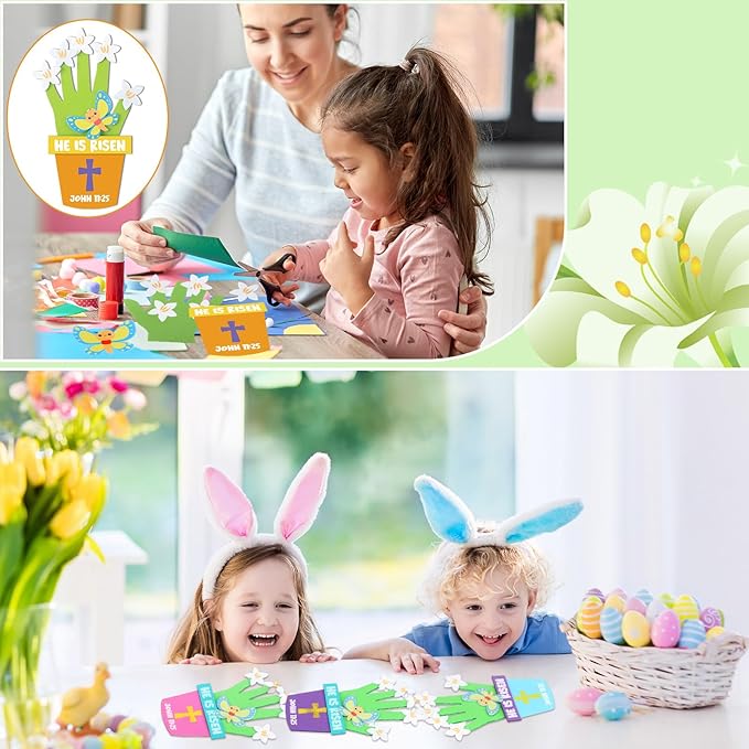 Honoson 20 Sets Mother's Day Crafts for Kids Color Your Own Mother's Day Handprint Bouquet with Watercolor Pens Mother's Day Craft Gifts from Kids for Mother's Day Family Activities Art (Bee)
