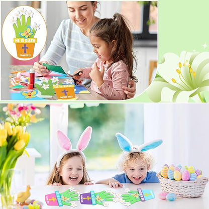 Honoson 20 Sets Mother's Day Crafts for Kids Color Your Own Mother's Day Handprint Bouquet with Watercolor Pens Mother's Day Craft Gifts from Kids for Mother's Day Family Activities Art (Bee)