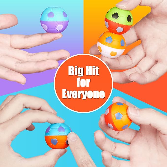 24 Pack Party Favors for Kids 8-12 4-8 Mini Soccer Ball Fidget Spinners Bulk, Valentines Day Gifts for Kids Classroom Goodie Bag Stuffers, Soccer Fidget Toys for Kids Classroom Prize Birthday Gifts