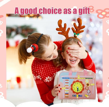 Toddler Busy Board-Montessori Toys for Boy Girl Birthday Gift, Sensory Learning Toys for Toddlers Busy Book 3-5, Airplane Car Travel Activities Toy,Learn Fine Motor Skills