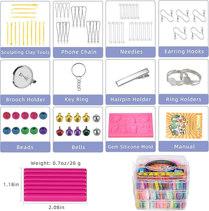 Polymer Clay 70 Colors, Modeling Clay for Kids DIY Starter Kits, Oven Bake Model Clay, Non-Toxic, Non-Sticky, Ideal Clay Kits for Children and Artists