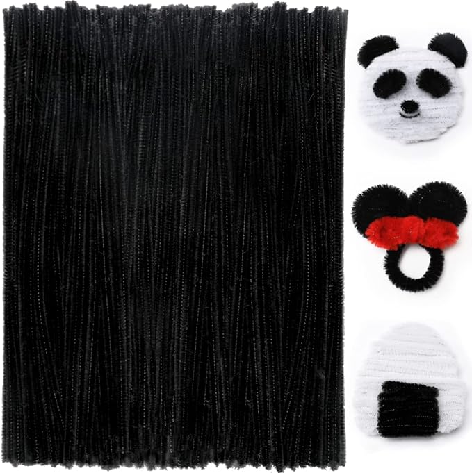 Praisebank Pipe Cleaners for Crafts (200pcs in Black), 12 inch Long Pipe Cleaners, Black Pipe Cleaners.