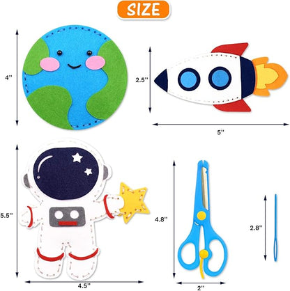 CiyvoLyeen Space Sewing Kit for Kids Solar System DIY Activity Kids Felt Craft Supplies for 7 8 9 10 11 12 Girls and Boys Educational Beginners Sewing Set of 11
